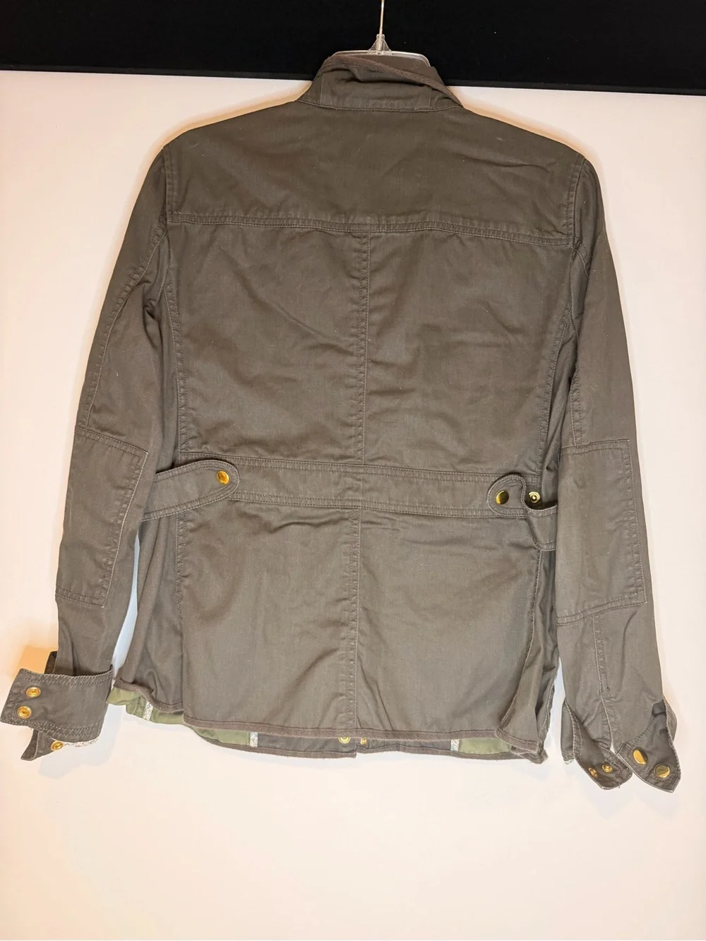 J Crew Downtown Field Jacket Moss Green Utility Coat Golf Hardware Size Large